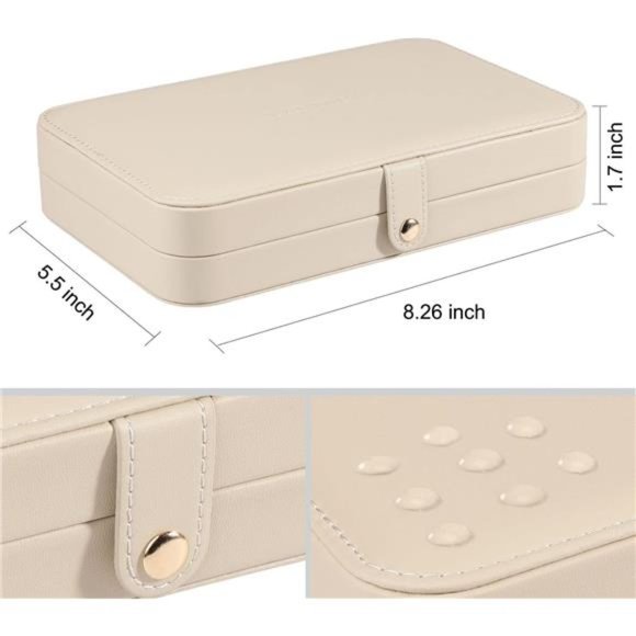 Small Jewelry Box for Women Girls, PU Leather Travel Jewelry Organizer Case - Picture 6 of 7